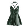 Subblime - 955434 Robe À Bretelles En Cuir Vert S/M